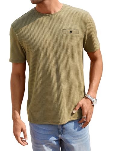 Men's Waffle Knitted Crew Neck Regular Fit Tees