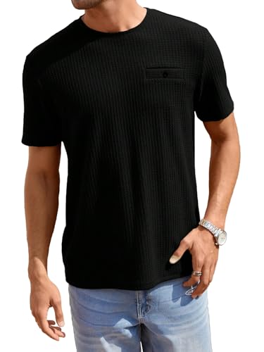 Men's Waffle Knitted Crew Neck Regular Fit Tees