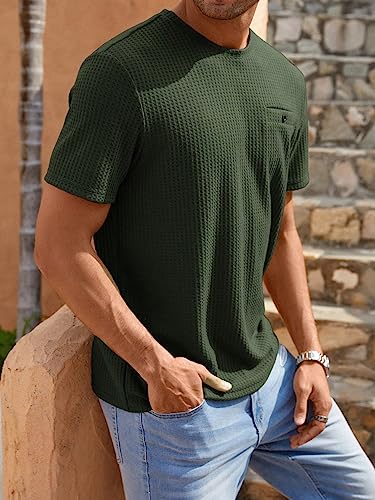 Men's Waffle Knitted Crew Neck Regular Fit Tees