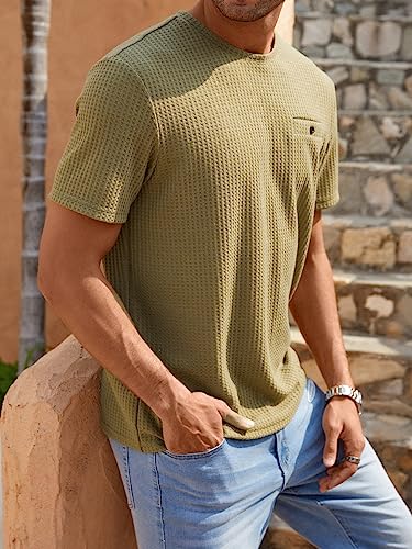 Men's Waffle Knitted Crew Neck Regular Fit Tees