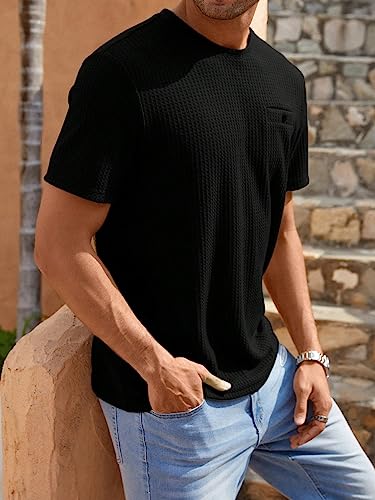 Men's Waffle Knitted Crew Neck Regular Fit Tees